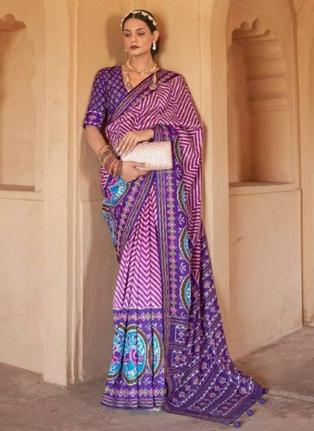 Purple Colour Suwarna Rewaa New Latest Designer Printed Patola Silk Saree Collection 349 D